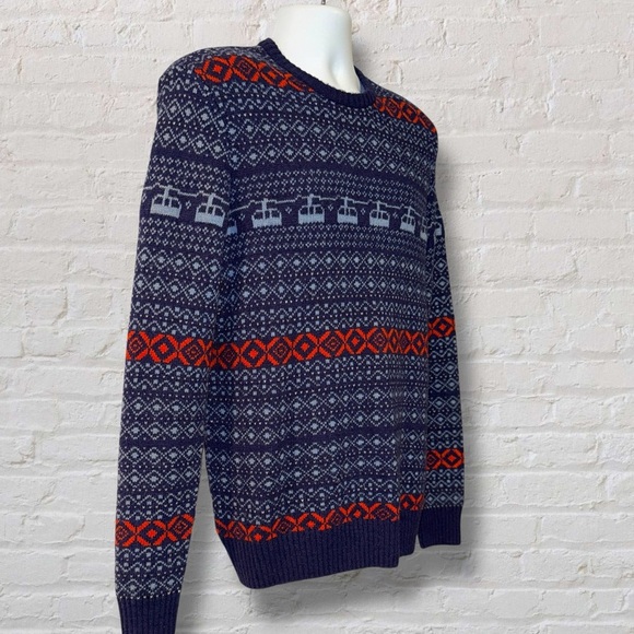 Original Penguin by Munsingwear Ski Lift Sweater Navy Wool Blend Men’s Medium - Picture 9 of 12